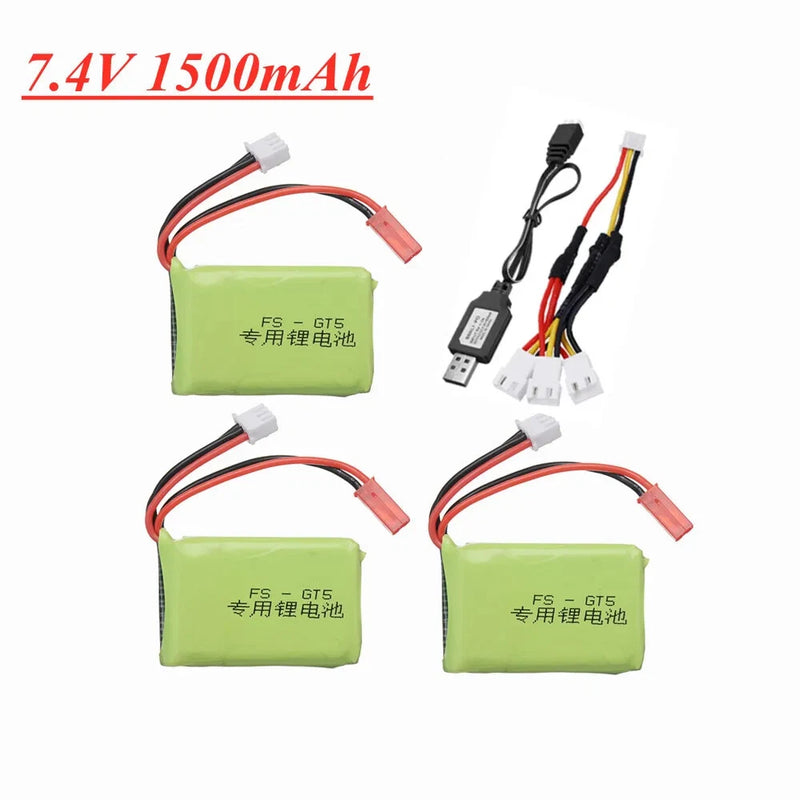 3¡Á 7.4v 1500mah Lipo Battery for Flysky FS-GT5 MC6C/MCE7 2.4G 6CH Transmitter RC