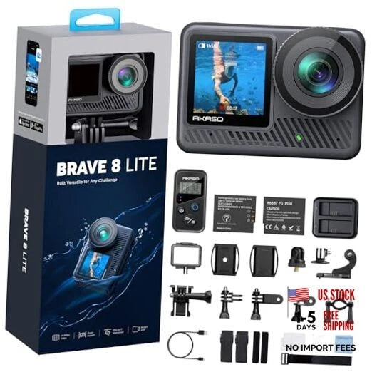 Brave 8 Lite 4K60 Action Camera - 33ft Waterproof Underwater Camera, 48MP