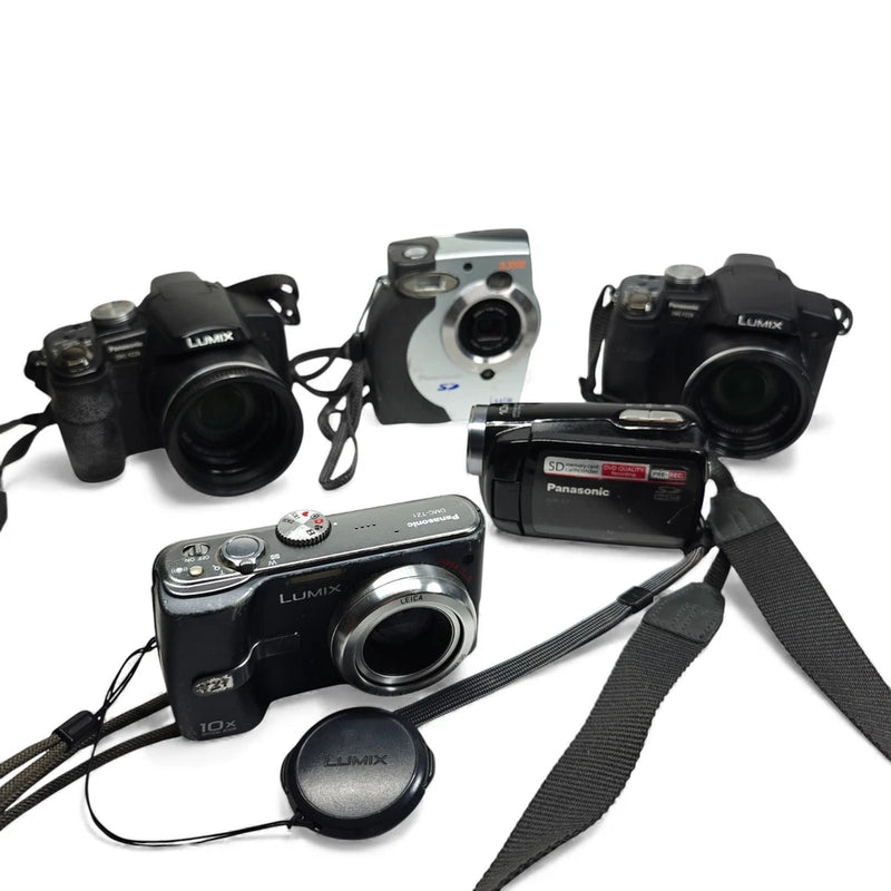5x Panasonic Digital Cameras Job Lot - LUMIX DMC-TZ1 FZ28 SDR-S7 PV-DC3000