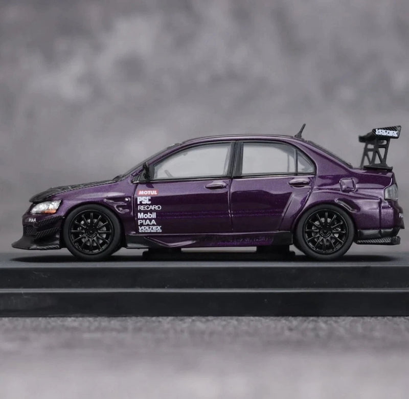 CR TM 1:64 Purple Carbon Lancer EVO 9 IX Sports Model Diecast Metal Car