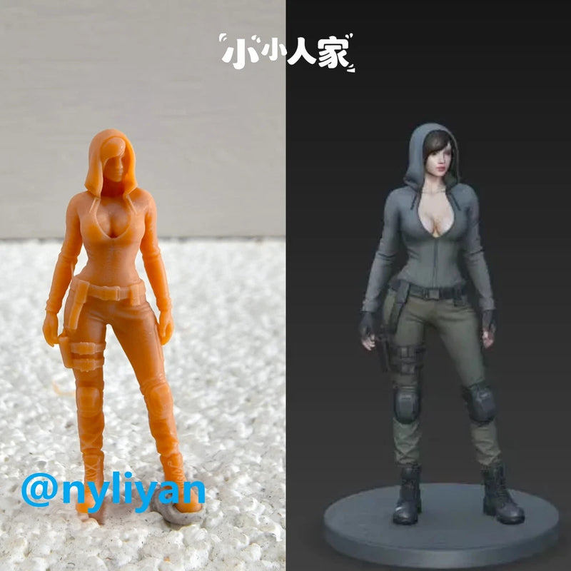 1/43 1/64 1/87 Combat Jacket Girl Scene Props Figure Model For Cars Vehicles