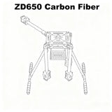 ZD650 650mm Carbon fiber Quadcopter Frame FPV Quad with Carbon Fiber Landing Ski