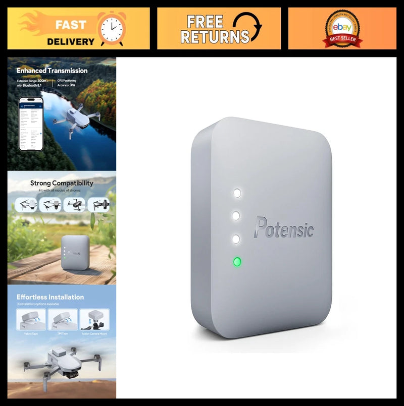FAA Compliant Remote ID Broadcast Module for GPS Drones, IP54 Waterproof, Long B