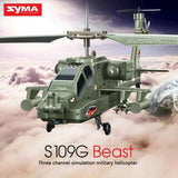 Original SYMA S109G Apache 3.5CH RC Remote Control Military Army Helicopter Toy