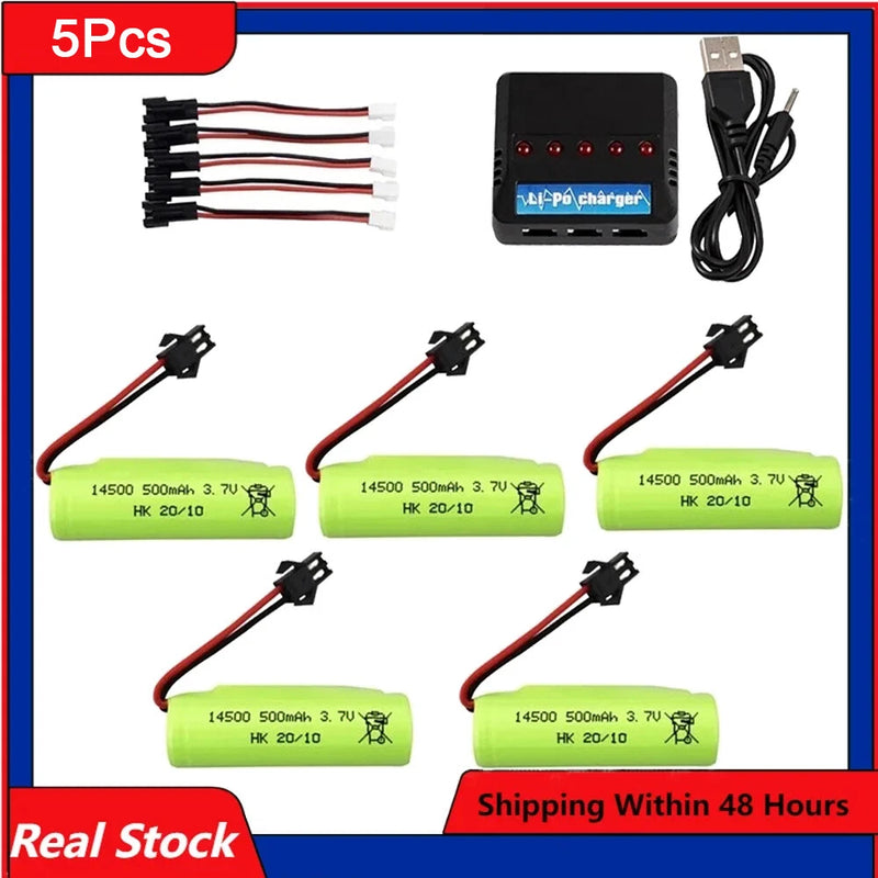3.7V 500Mah 14500 Lipo Battery + charger Voor DE35 DE38 Dubbelzijdig Rc Tumbling Battery