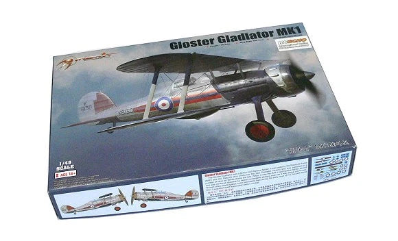 1/48 Gloster Gladiator MK1 aircraft model kit box with plane artwork
