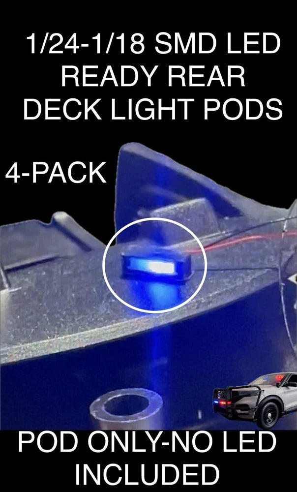 1/24 1/18 MODEL POLICE CAR REAR DECK PODS SMD LED-READY 4 PACK (2 PAIR) FIRE EMS