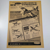 Top Flite Duralume Model Airplanes Kit Vintage Magazine Ad 1958 RC Hobby