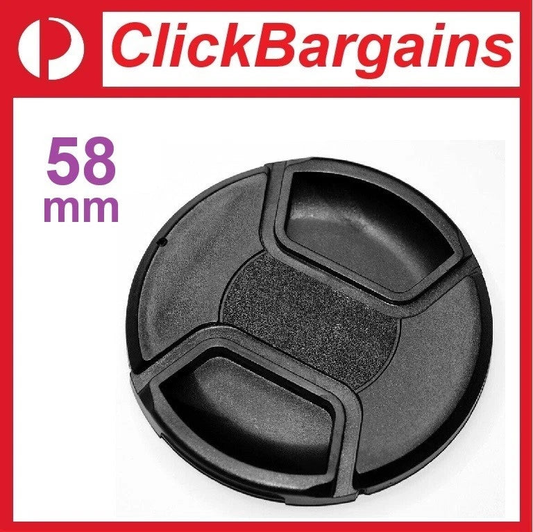 FOTOWORX 58mm LENS CAP  Snap-On Centre Clip Camera Front Cover 58 mm Canon Nikon