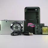 Panasonic Digital Camera Lumix DMC-FS18 16.1MP Silver Tested Full Working Set