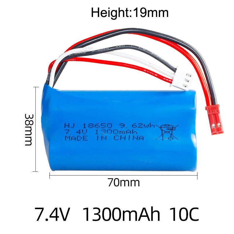 1Pcs 7.4V 1300mAh Lipo Battery JST plug for Meizhi 2856 Remote Control Cars