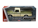 1969 Ford F-100 Pickup Truck - Green / Cream 1:24 Model - Motormax 79315GRNCRM