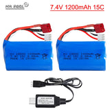 2Pcs 7.4V 1200mAh Li-ion Battery T plug for Electric Toys water bullet gun toys