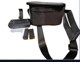 GPS drone controller with batteries and black carrying pouch, shoulder strap