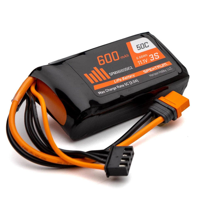 3 Cell 600mAh 11.1V 50C LiPo, IC2 Battery