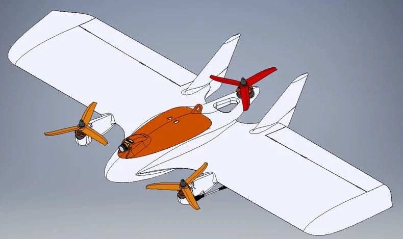 3DPrinted Fixed-Wing vtol model£¬Wingspan: 700mm FPV RC Unpainted Model