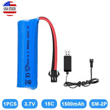 1PC 3.7V 1500mAh Rechargeable Li-ion Battery w/ SM Plug for RC Cars Trucks Toys