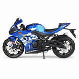 Suzuki GSX1000R blue die-cast 1:12 motorcycle model toy with side stand