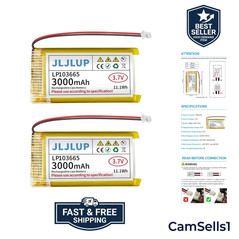 Reliable 3.7V 3000mAh Lithium Polymer Batteries for Arduino & IoT Devices Battery