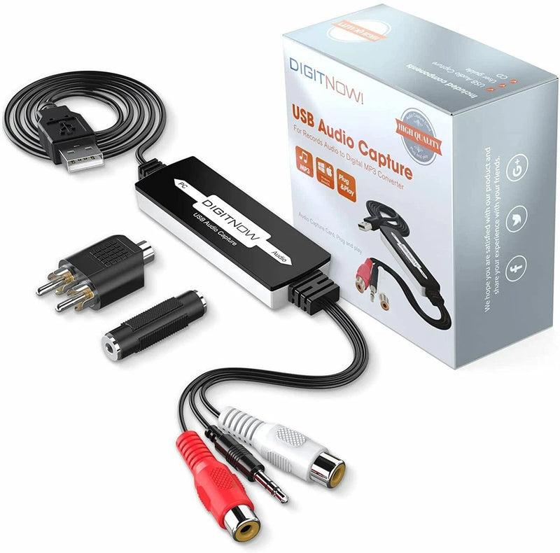 USB Audio Capture Card Grabber for Vinyl Cassette Tapes to Digital MP3 Converter