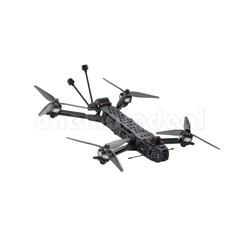 FPV racing quadcopter drone with four propellers and central camera mount