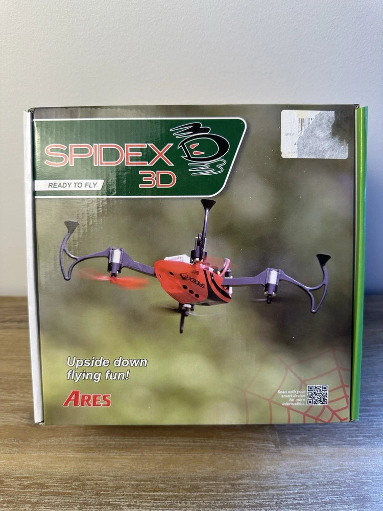 Spidex 3D micro quad drone box with red Ares drone artwork