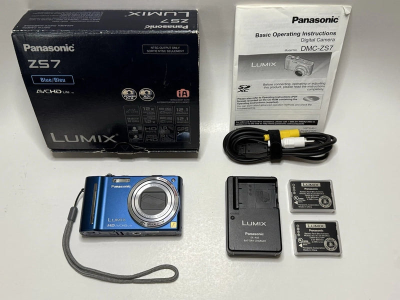 Panasonic Lumix DMC-ZS7 Digital Camera in Blue with Original Box
