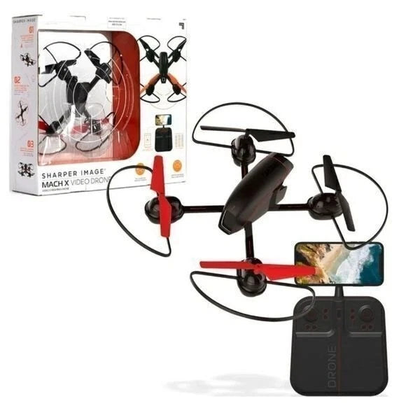 Black and red 10-inch video drone with built-in camera and handheld controller