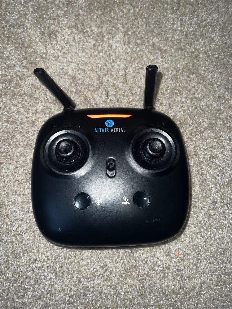 Black drone remote control with two antennas and control sticks