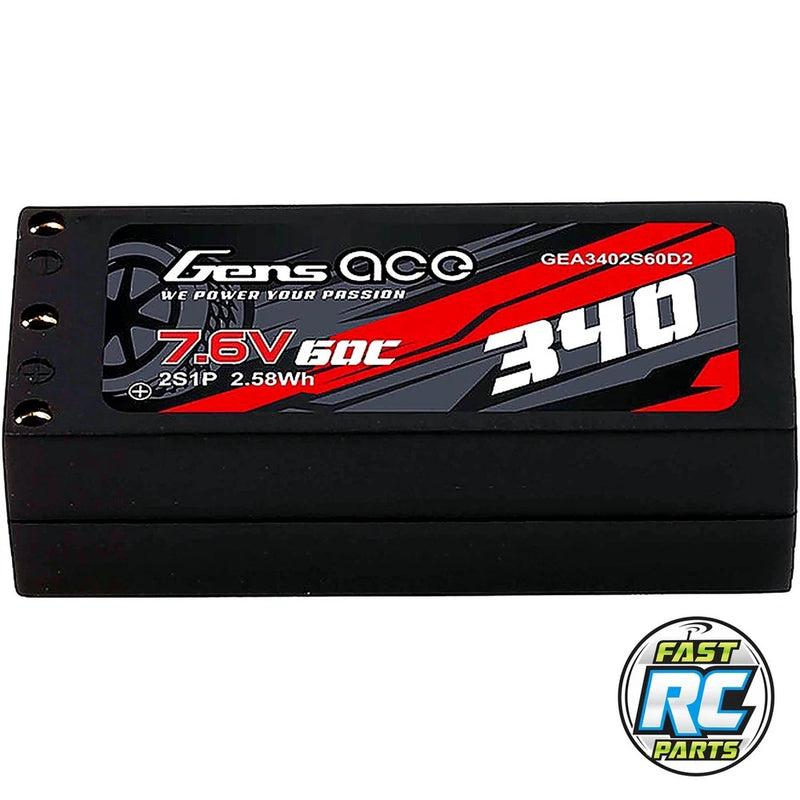 Gens Ace 340mAh 2S 60C 7.6V HV LiPo Battery w/ XT60 Plug GEA3402S60D2 Battery
