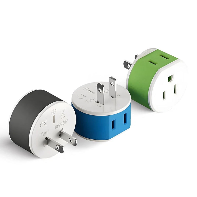 Japan Philippines Power Plug Adapter with 2 USA Inputs - Travel 3 Pack - Type