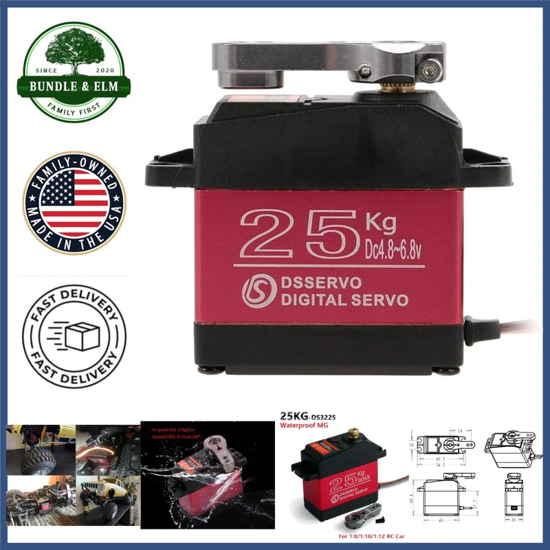 Digital Servo 25KG with High Torque and Metal Gears for RC Car Applications