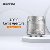 Brightin Star 35mm F0.95 MF Manual Large Aperture Lens for Fujifilm Fuji X-mount
