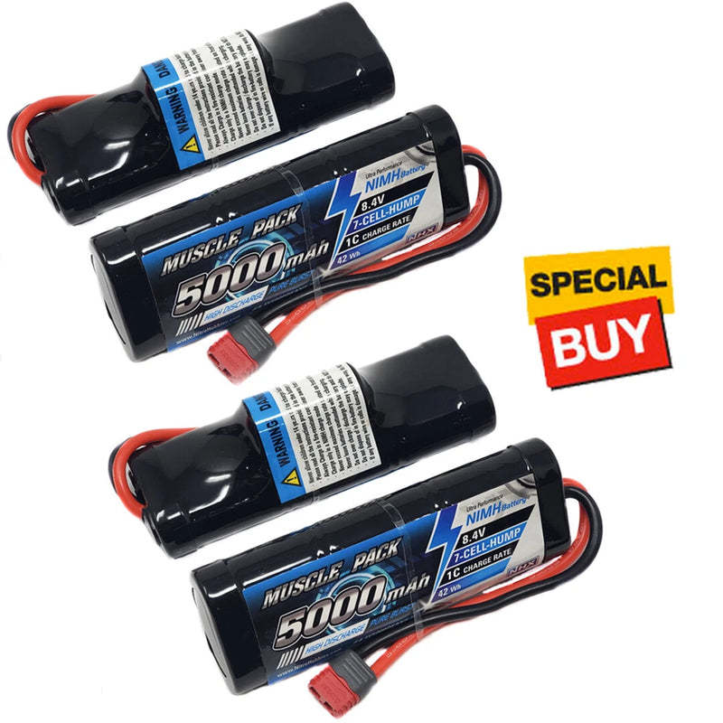 NHX Muscle Pack 8.4V 5000mAh 7-Cell Nimh Hump Battery (2) w/ DEANS Connector Battery