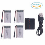 4pcs 1S 650mah Lipo Battery+3.7v Lipo Battery Usb Charger For Rc Car Uav Drone Battery