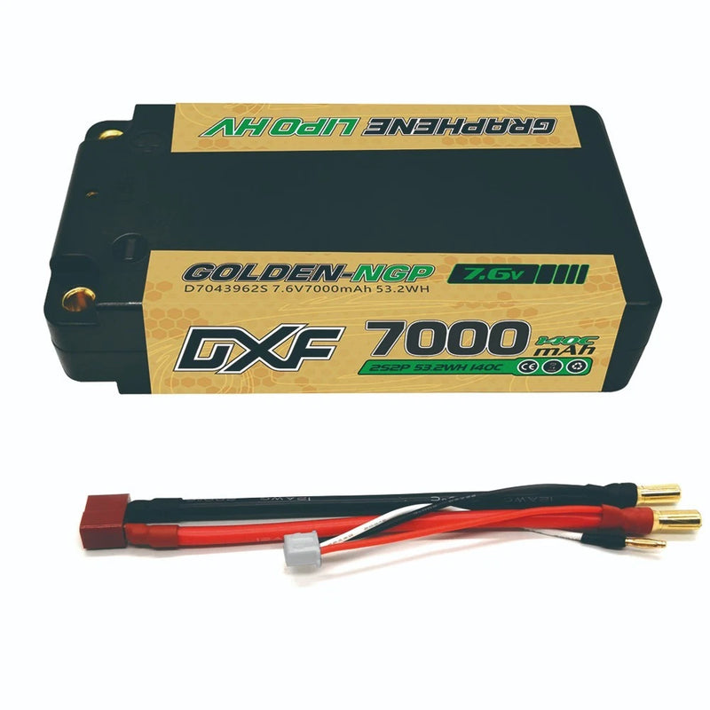 2x DXF 7000mAh 2S 7.6V 140C RC HardCase HV Golden NGP Plus Shorty Lipo Battery