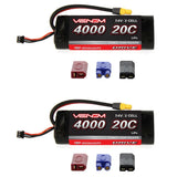Venom 20C 2S 4000mAh 7.4V Softcase LiPo Battery with Universal Plug x2 Packs