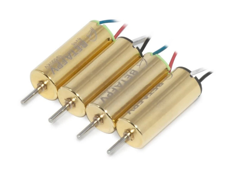 Brushed tiny whoop drone motors, gold 6x15mm cylinders with wire leads, set of 3