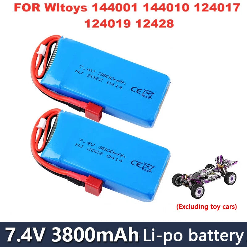 7.4V 3800mAh LiPo Battery for Wltoys 144001/144011/144010/12428/124018/124010 RC