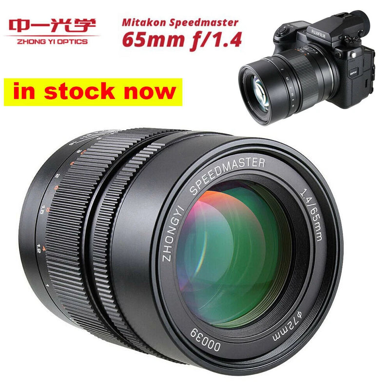 Zhongyi Mitakon Speedmaster 65mm F1.4 Manual Focus Lens For Fujifilm GFX 50S 50R