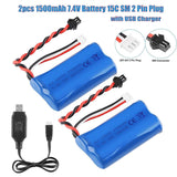 2x 2S 1500mah Li-ion Battery 7.4V 15C SM Plug Rechargeable Battery + USB Charger