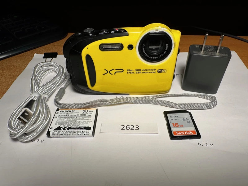 Fujifilm FinePix XP80 Yellow Waterproof Digital Camera  Many Extras (2623)