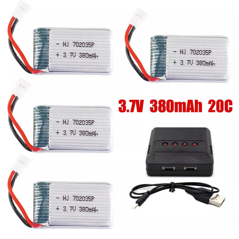 4Pcs 3.7V 20C 380mAh 702035 Li-Po Battery for Syma X5C-1 X8tw X5SW Part RC Drone