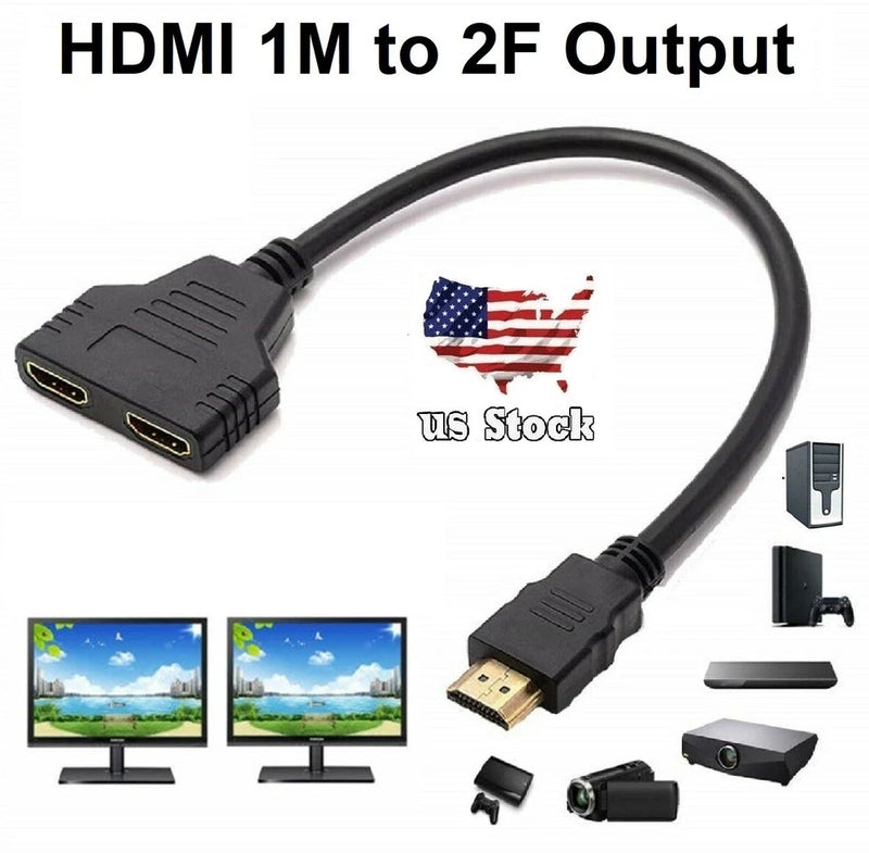 HDMI Port Male to Female 1 Input 2 Output Splitter Cable Adapter Converter1080P