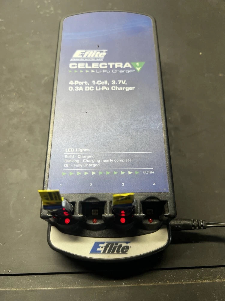 E-Flite LI-PO Charger Celectra Charger Portable 4-Port 1 Cell 3.7V Battery Power