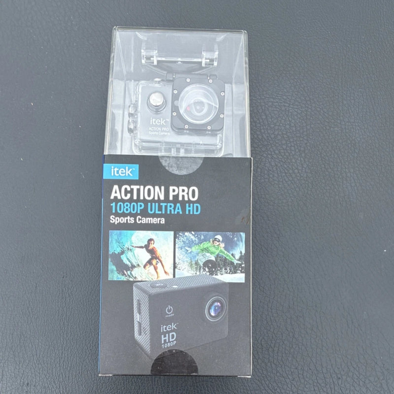 itek Action Pro 1080p Waterproof Action Camera 12MP 2in Screen USB Black
