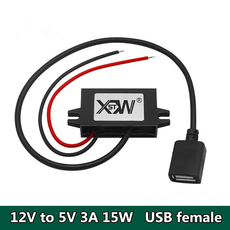 12V to 5V 3A 15W USB DC regulated mobile phone charger car power converter