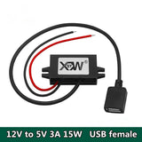 12V to 5V 3A 15W USB DC regulated mobile phone charger car power converter