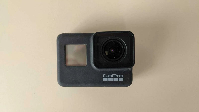 GoPro HERO7 Black action camera with front lens and status screen