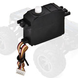 Black RC wire servo with 3-pin connector and multicolor lead wires